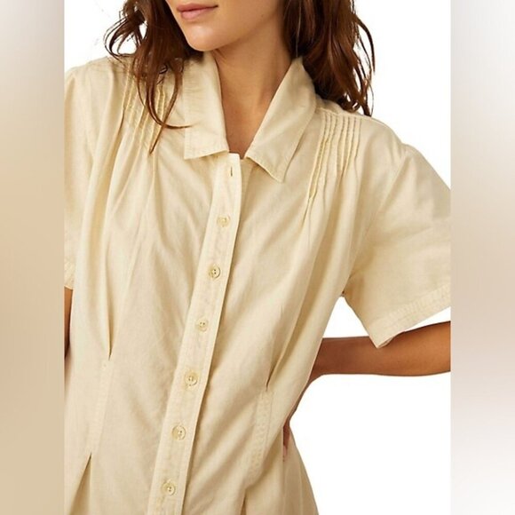 Free People Romper Button Up Women Ivory Tofu Cotton Jumpshorts Size XL - Picture 2 of 12